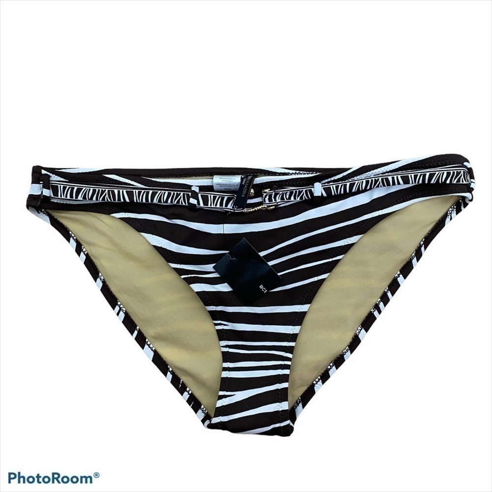 BCBGMaxAzria Zebra Print Brown Bikini Bottom NWT Large